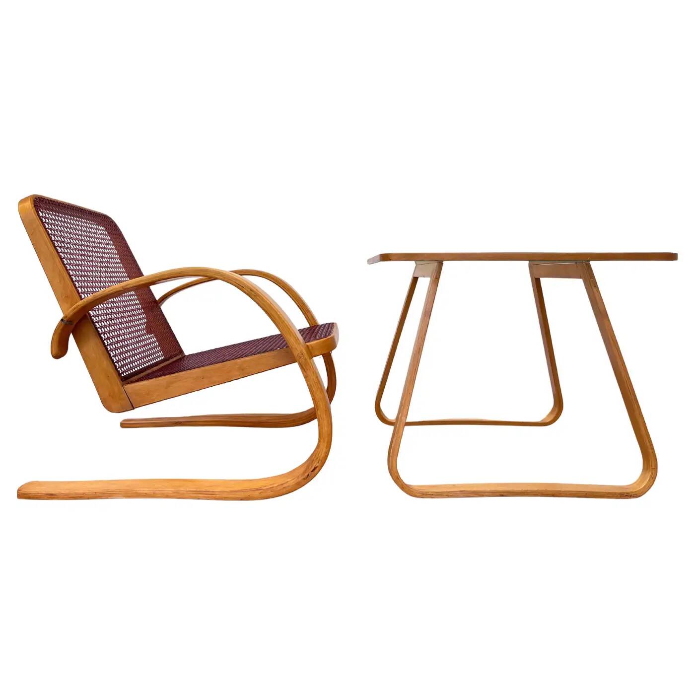 Armchair and table by Miroslav Navrátil for Zdeněk Plesník - 1940s