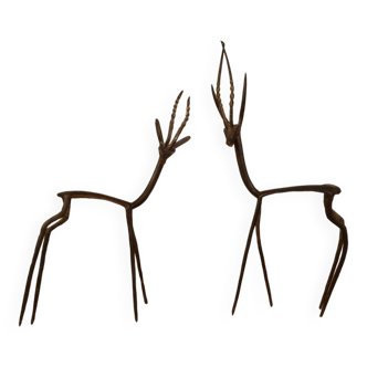 Duo gazelle brass African art