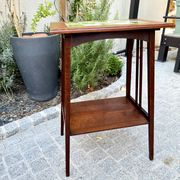 Art Nouveau side table 1910 with double tops in dark oak.