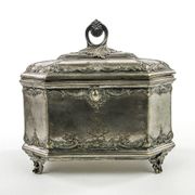 Rococo sugar bowl, silver-plated brass, Norblin, Poland, early 20th century