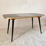 Rectangular vintage coffee table in black and gold glass