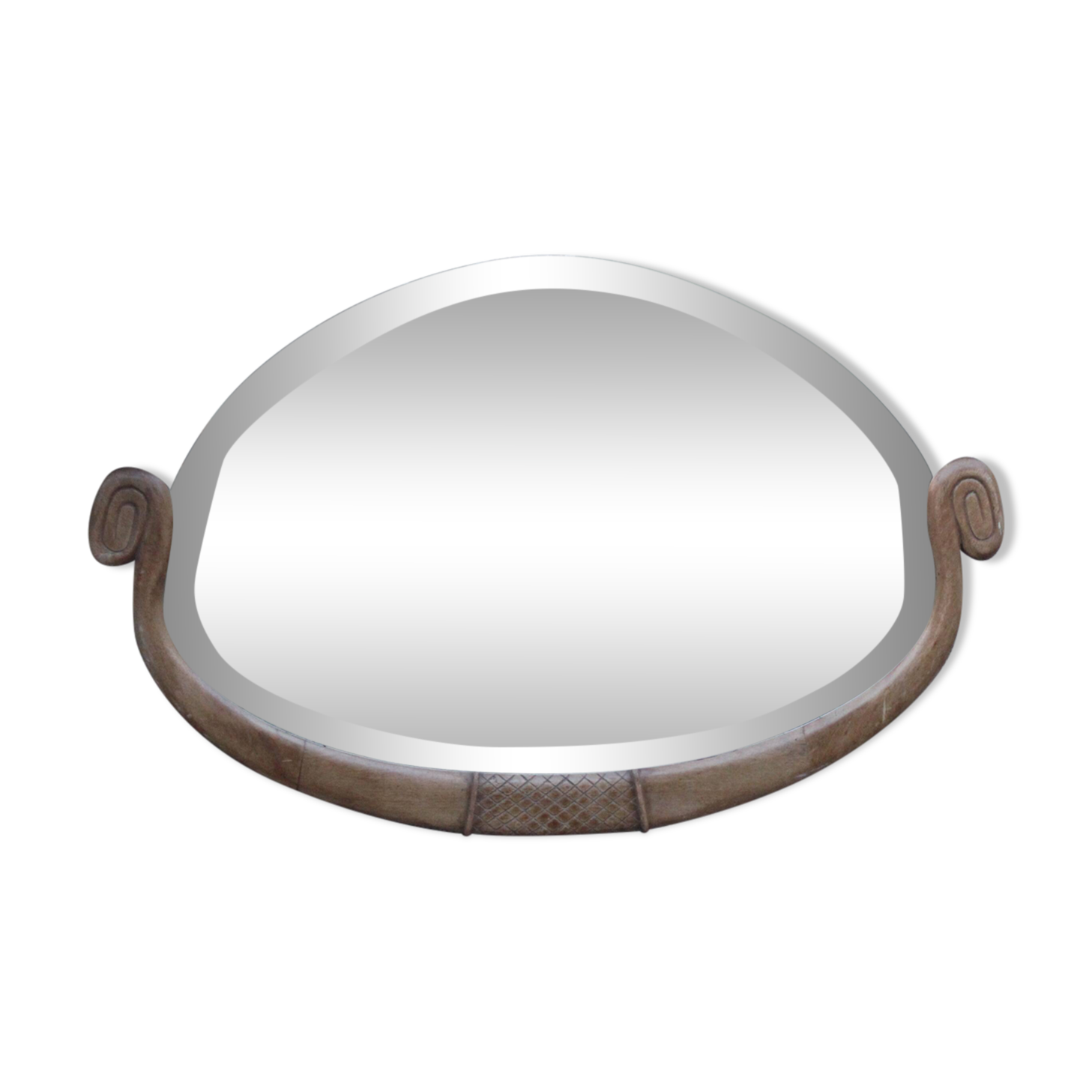 Art Deco mirror from the 1930s – Beveled glass & carved frame