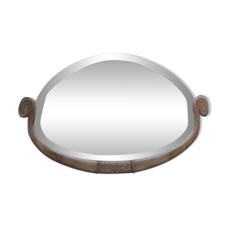 Art Deco mirror from the 1930s – Beveled glass & carved frame