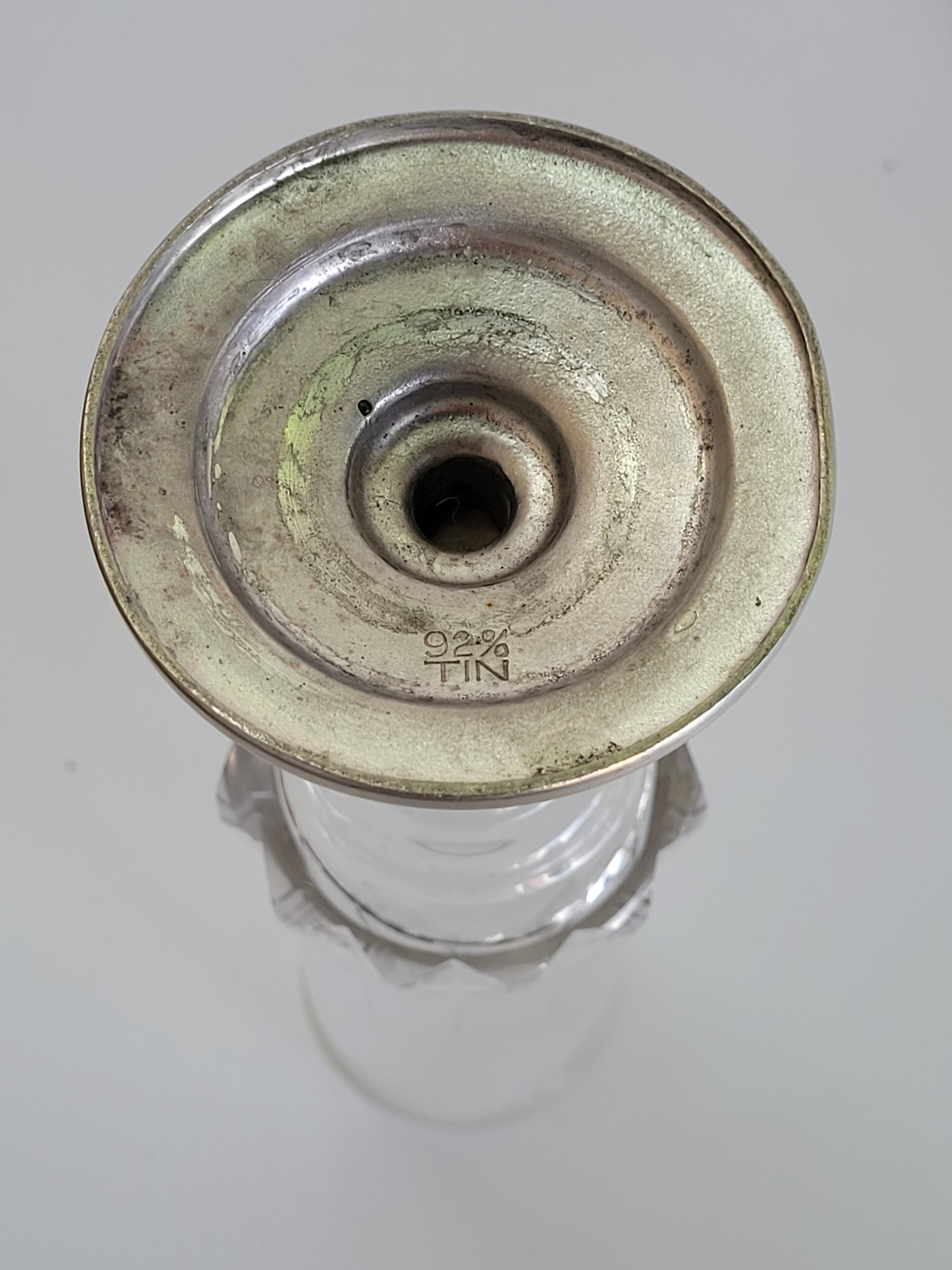 Series of six crystal champagne flute glass with tin foot