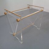 Italian acrylic glass and brass magazine rack, 1970s
