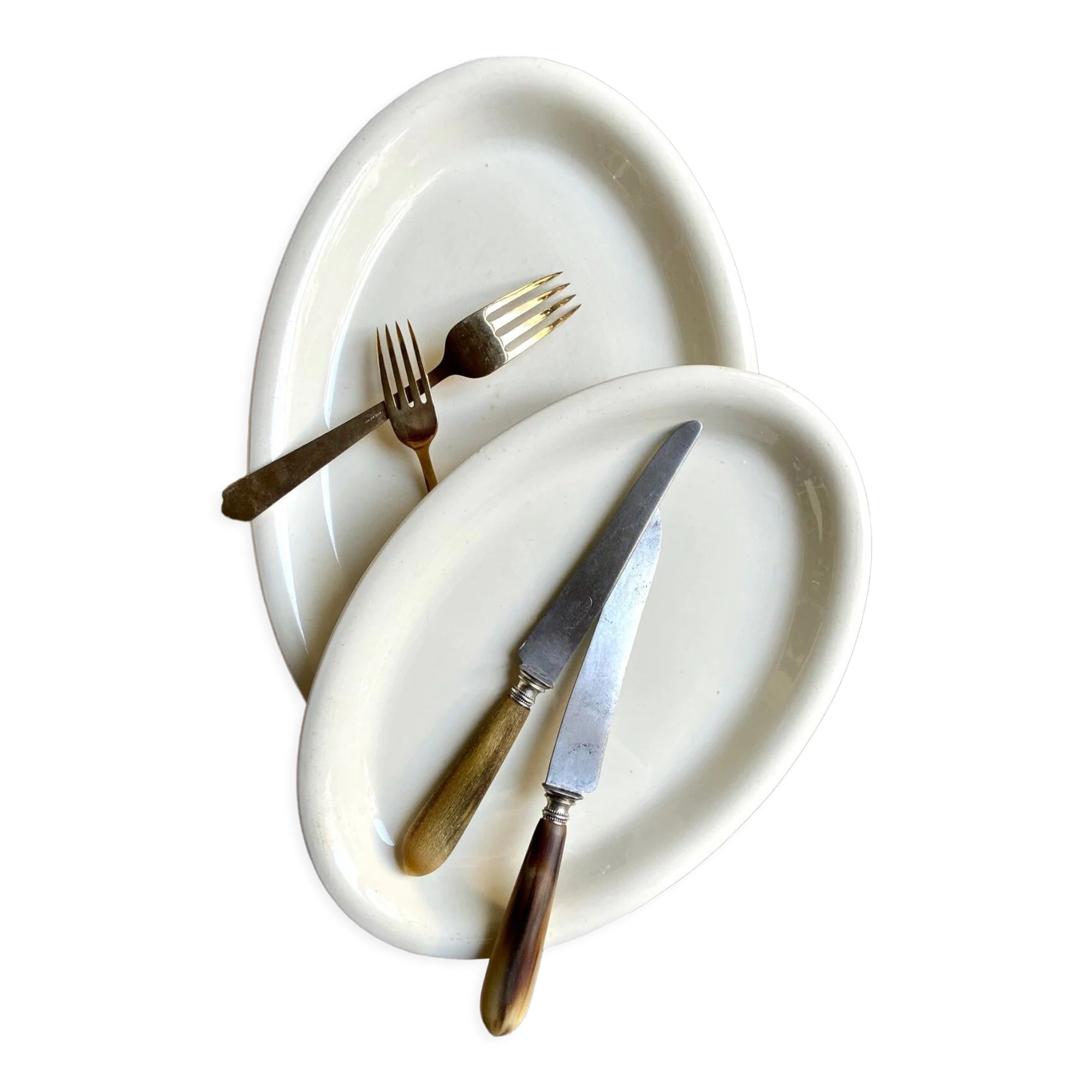 Sarreguemines oval dish in unbleached earthenware