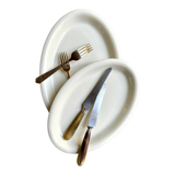 Sarreguemines oval dish in unbleached earthenware