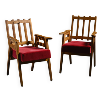 Rare paire de fauteuils en bois, Henry Jacques Le Même, Megève, vers 1949