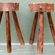 Pair of brutalist stools, tripods
