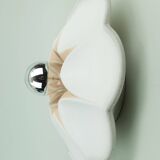 Vintage ceramic ceiling light or wall lamp flower shape white grey rose 80s