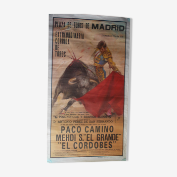 Poster corrida madrid 1971 toreadors paco, camino el cordobes el grande, bullring, bullring, spain