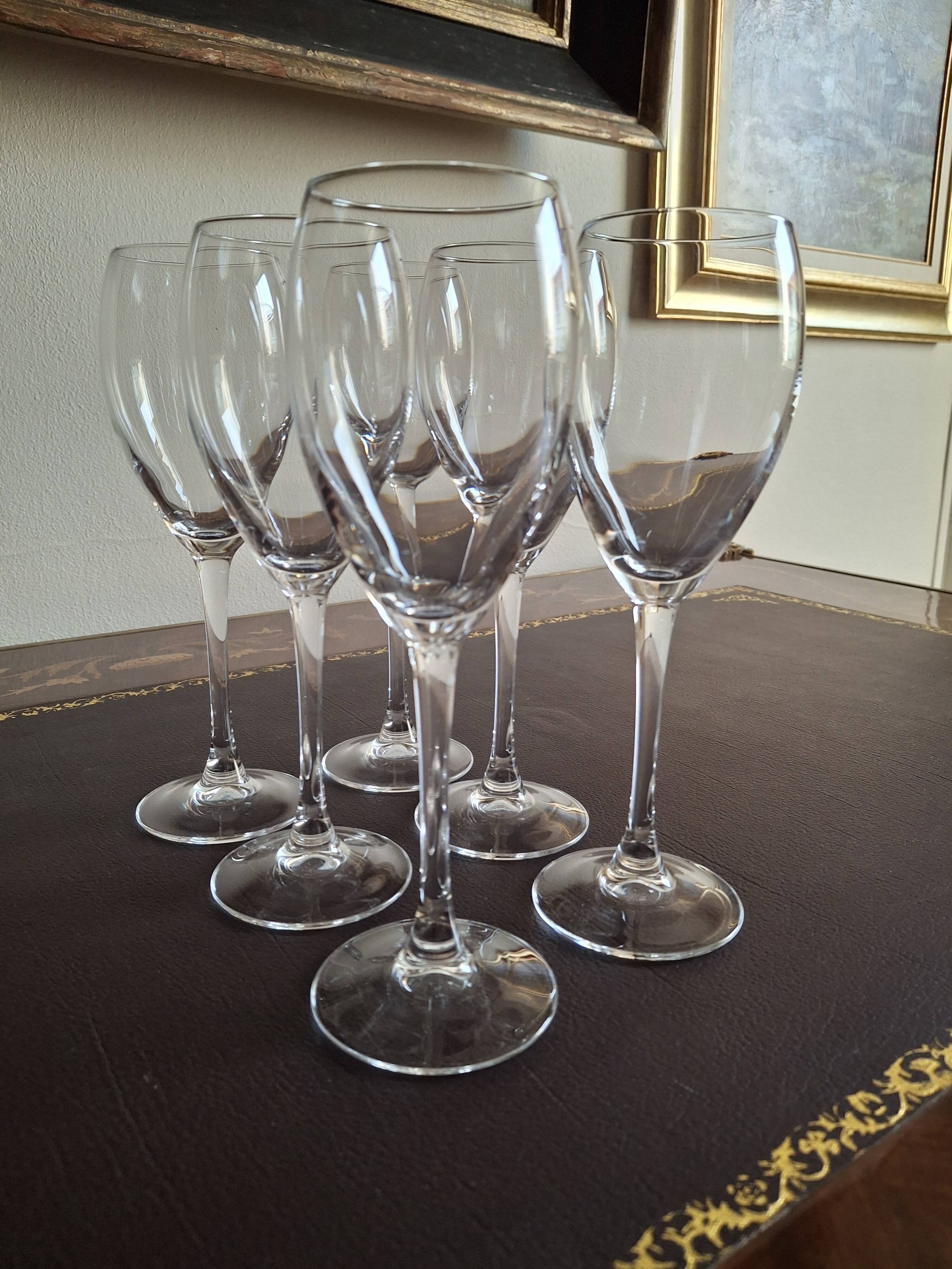 6 flutes à champagne en cristal d'Arques