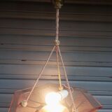Art Deco ceiling lamp / chandelier in pink pressed molded glass in working order