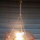 Art Deco ceiling lamp / chandelier in pink pressed molded glass in working order