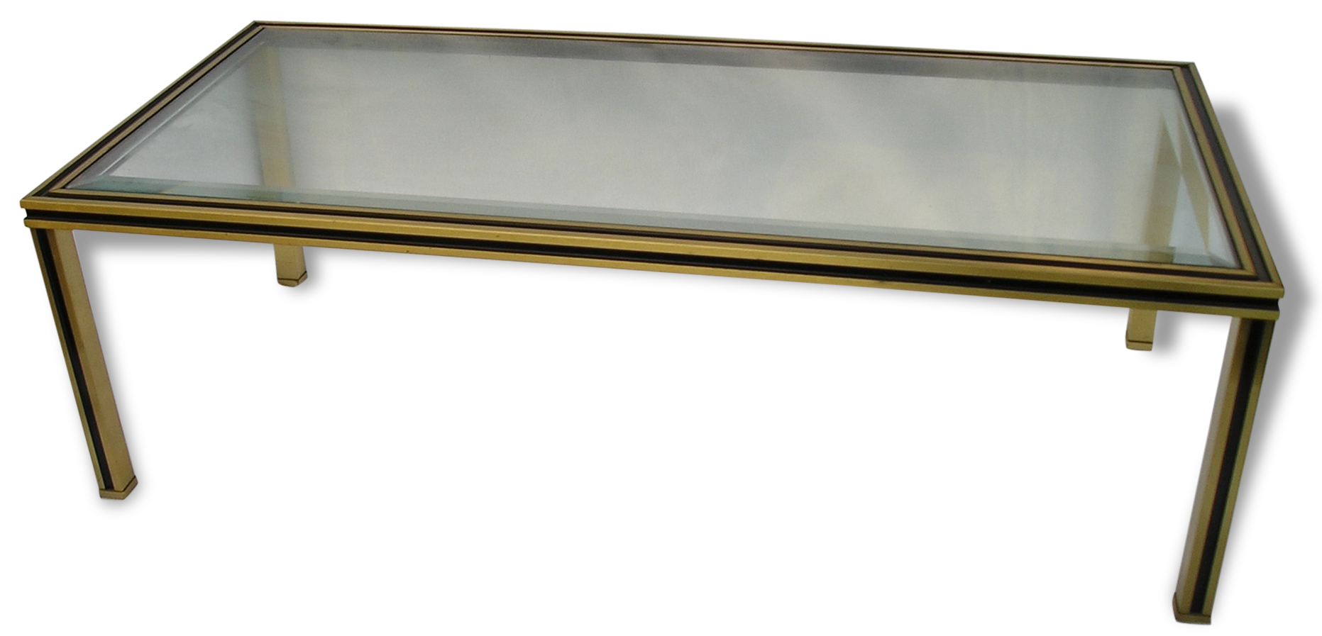 Coffee table style Pierre VANDEL, aluminium and glass beveled, 70s/80s