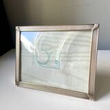 Vintage art deco silver colored metal picture frame 18.5 x 14.5 cm convex bubble glass