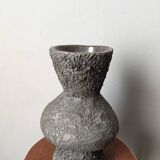 Handcrafted terracotta ceramic vase with brutalist enamel