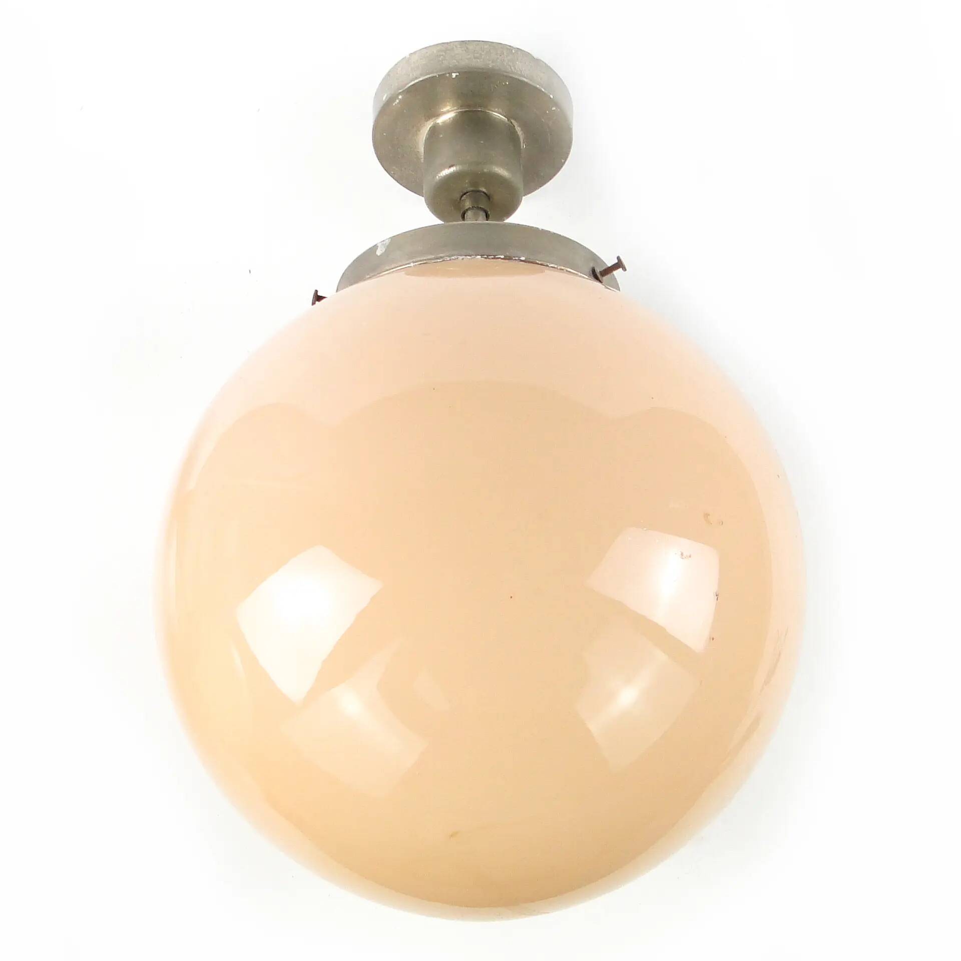 Ceiling lamp, Art Deco, nickel-plated brass, beige glass, Austria, 1930s