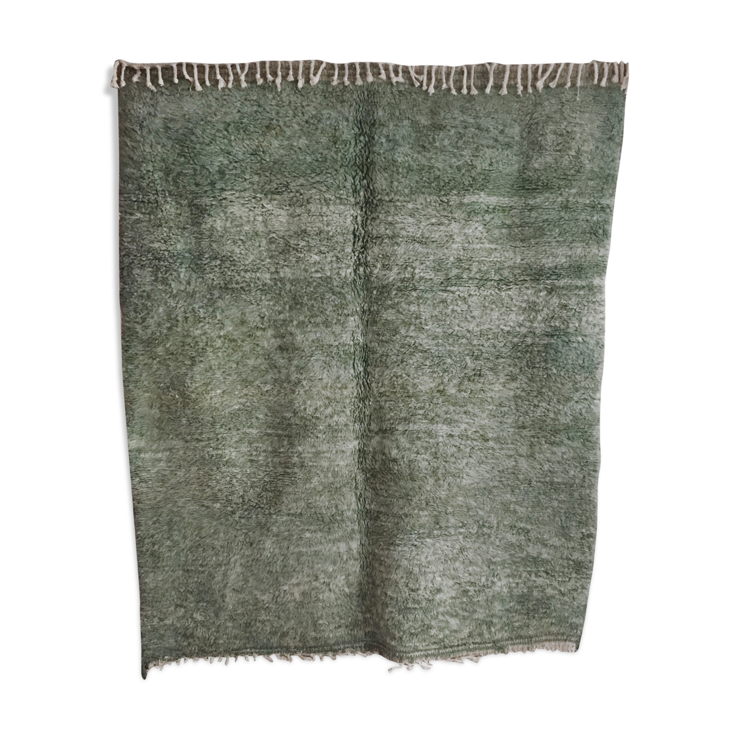Tapis berbère marocain Beni Ouarain chiné vert 256x216cm