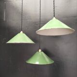 Enameled sheet metal cone pendants