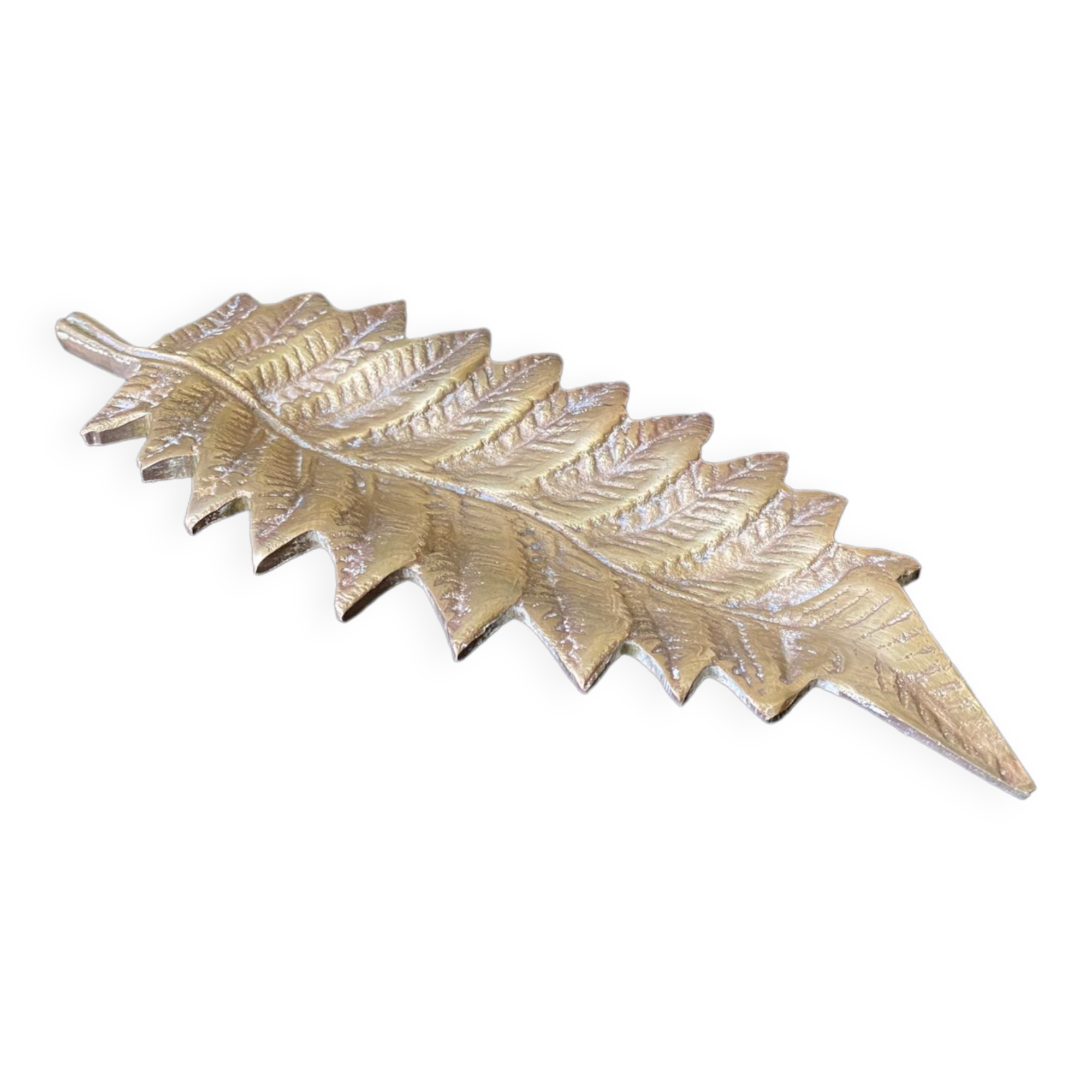Broche En Métal Doré Forme Feuille - Occasion - Sans Marque