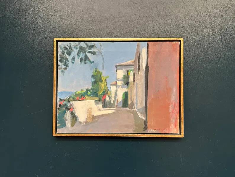 Original Swedish Oil on Canvas – “Town” by Mats Rydstern – Signed – Vintage & Framed – 37 × 49 cm (14.6" × 19.3")