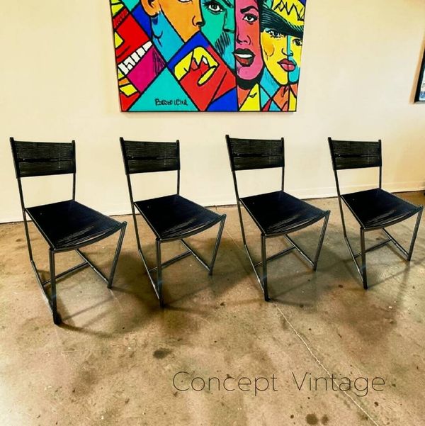 Lot de 4 chaises ''spaghetti'' par Giandomenico Belotti pour Alias