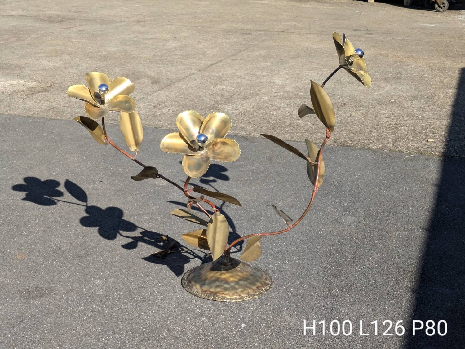 Vintage Brass Flower Floor Lamp - Hollywood Regency Style 1960s/1970s