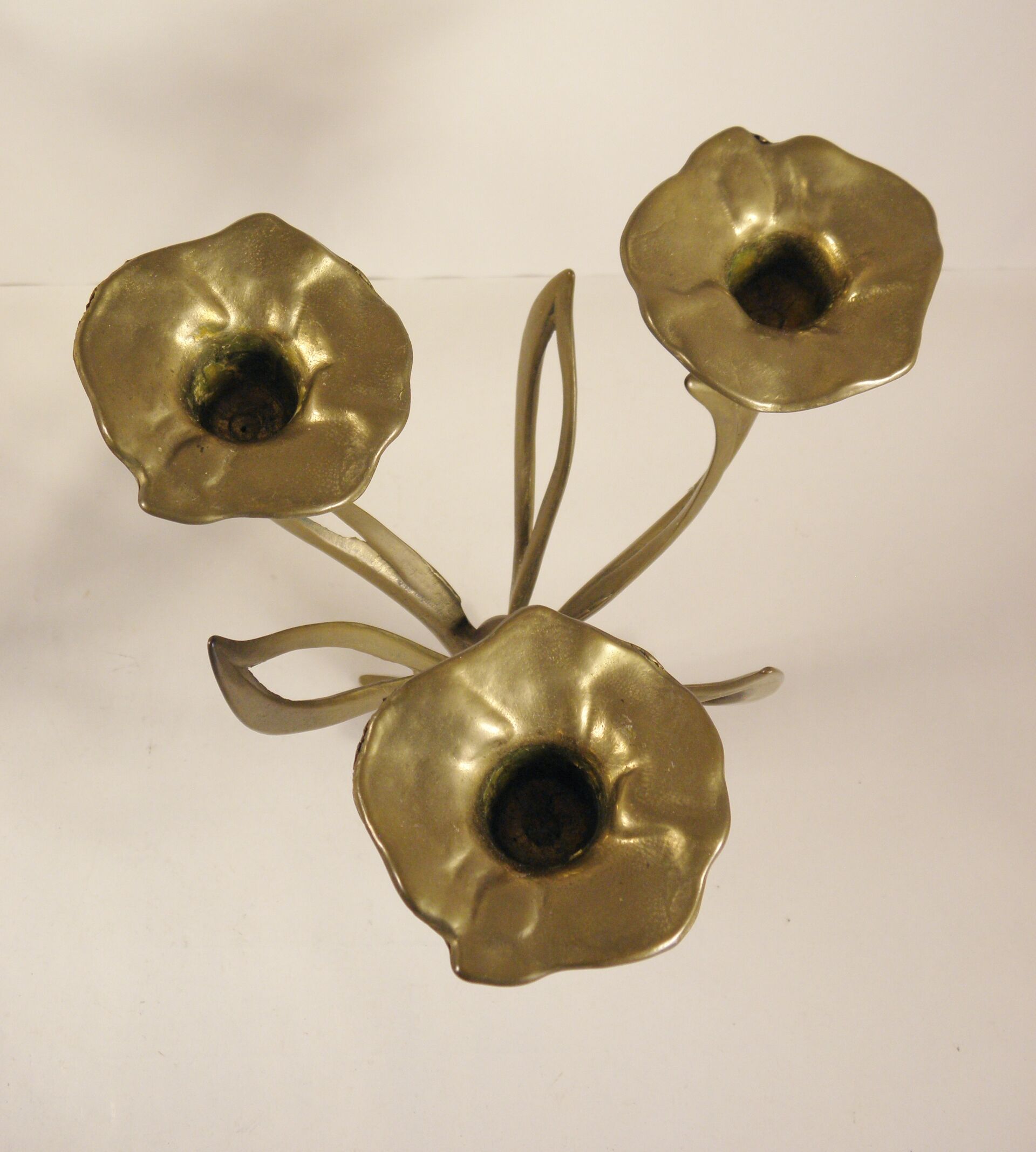 Pair of candlesticks three fires in brass