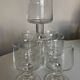 set of 7 Scandinavian crystal glasses ringing stemmed goblets 1970