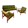 Ensemble salon canapé fauteuil table basse design scandinave années 60 suedois vintage teck