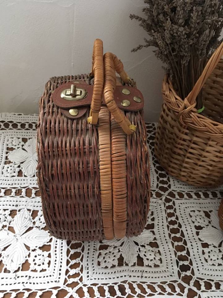 Three little wicker baskets