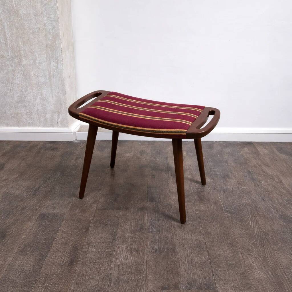 Teak and fabric ottoman stool, attributed to Hans Wegner, Denmark, 1960.