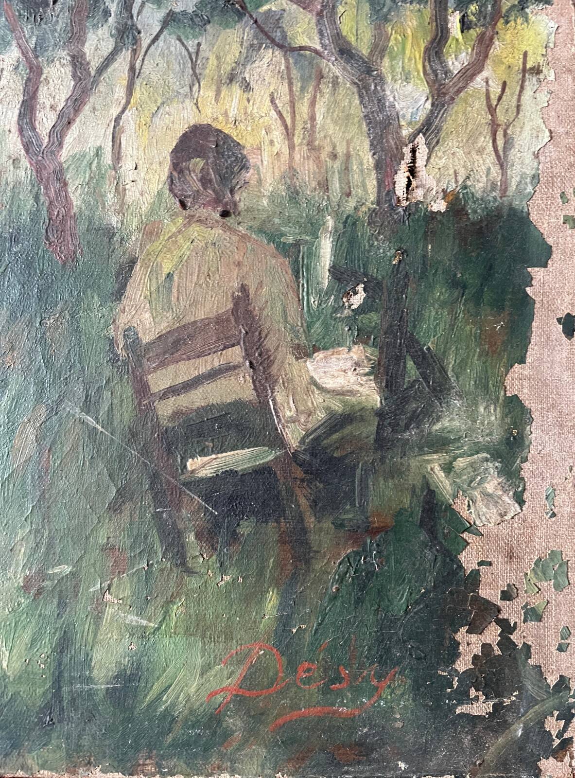 Oil painting on canvas "Lively Garden Landscape" signed