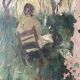 Oil painting on canvas "Lively Garden Landscape" signed