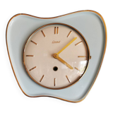 Vintage ceramic clock silent wall pendulum "Exact golden blue"