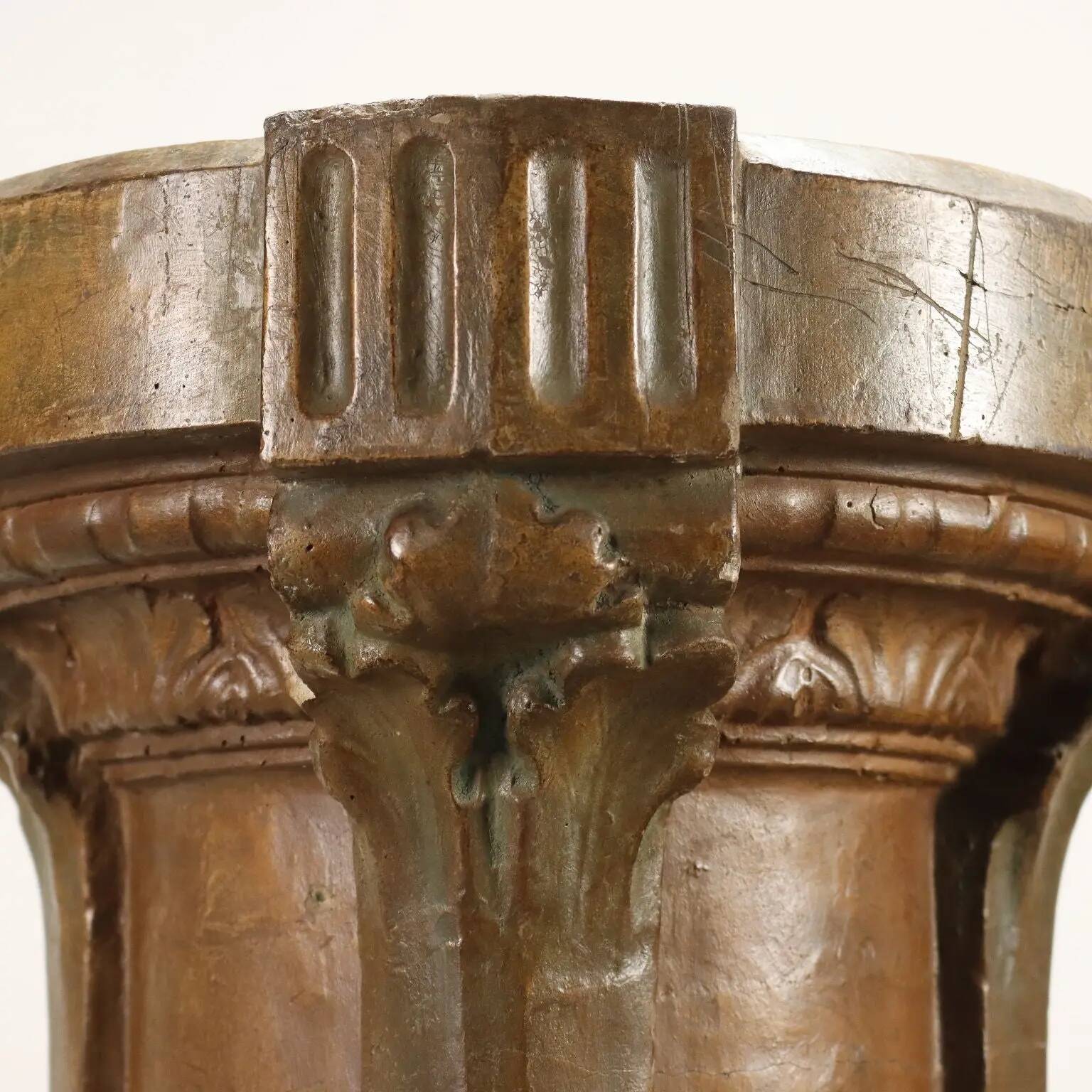 Old classical style column in painted terracotta, Italy, 19th century.