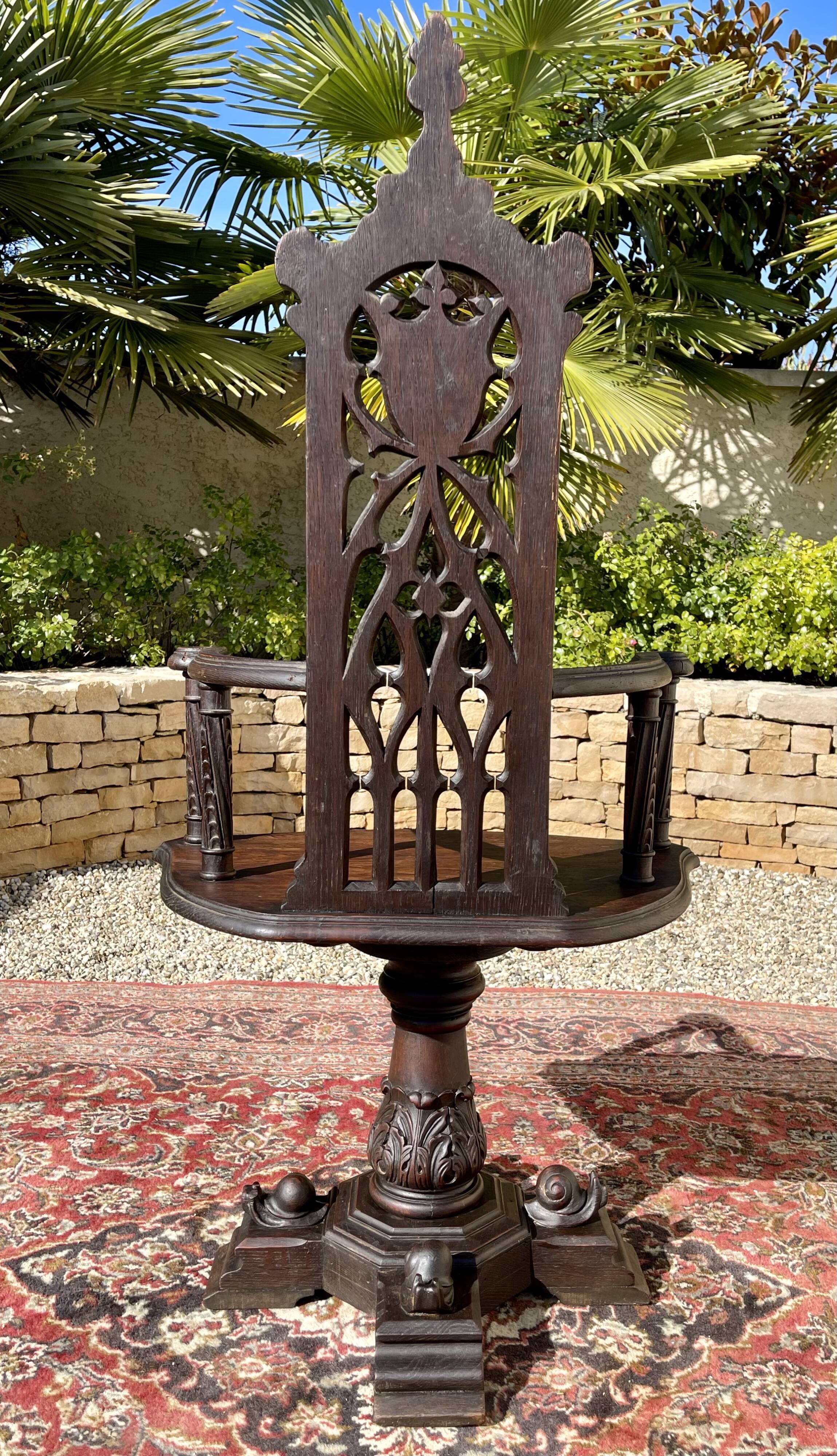 Neo-gothic oak armchair