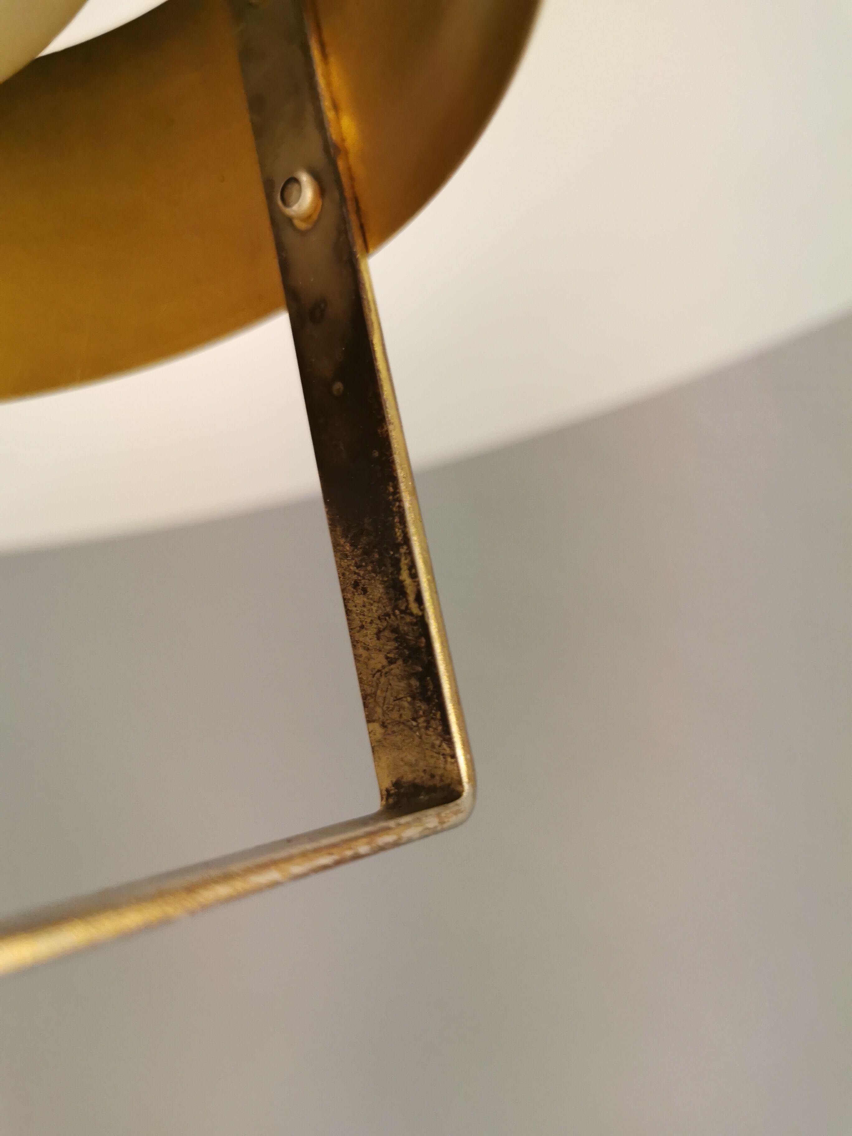 Hanging lamp from the 1970s-1980s, made of metal and brass.