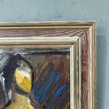 Mid-Century Modern Swedish "Painterly Portrait" Vintage Portrait Oil Painting, Framed