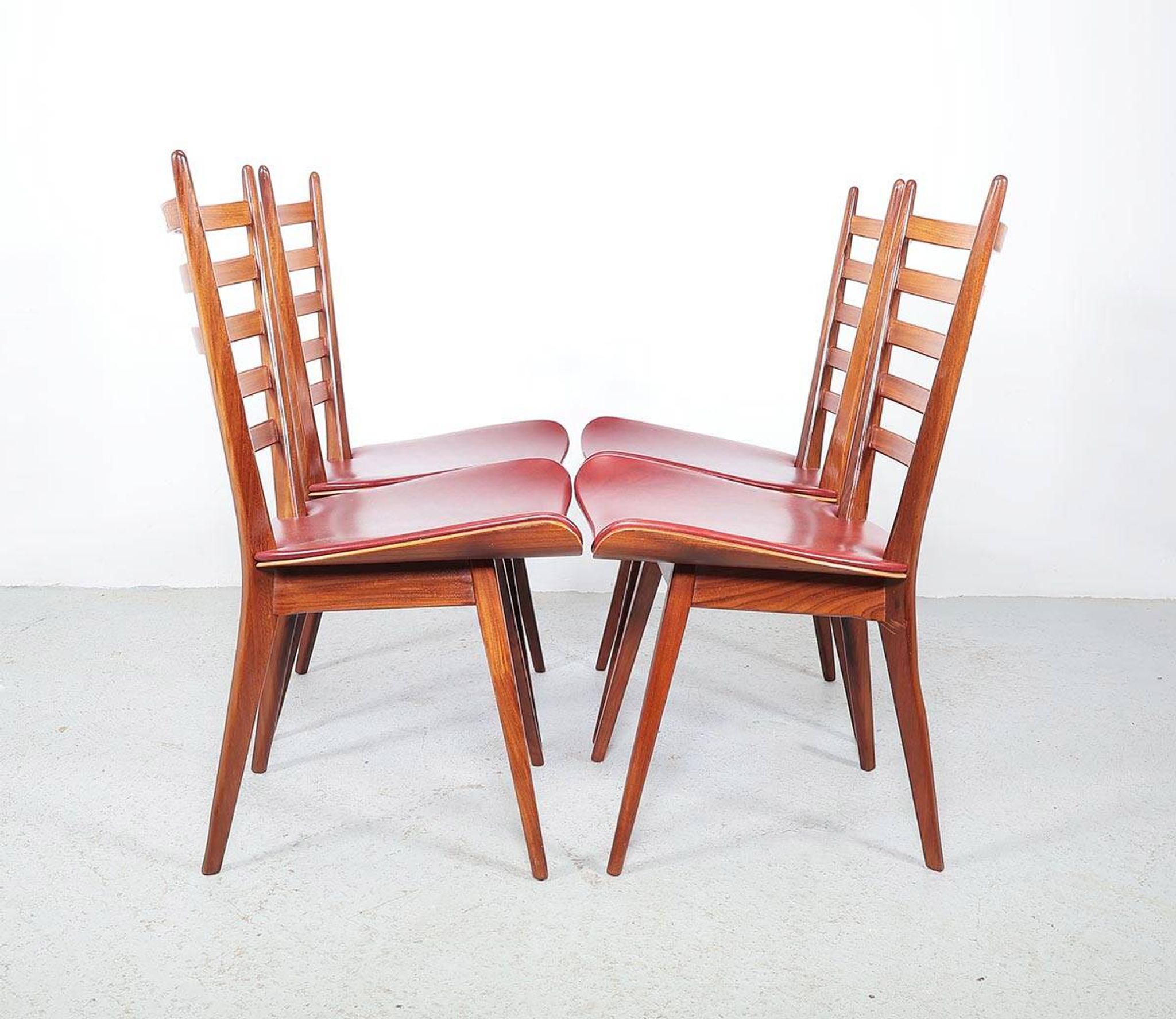 Vintage teak wooden ladder chairs, 1960s
