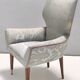 Pair of Grey Satin Lounge Chairs with Walnut Frame and Brass Feet Caps