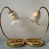 Pair of vintage 80s flower lamps