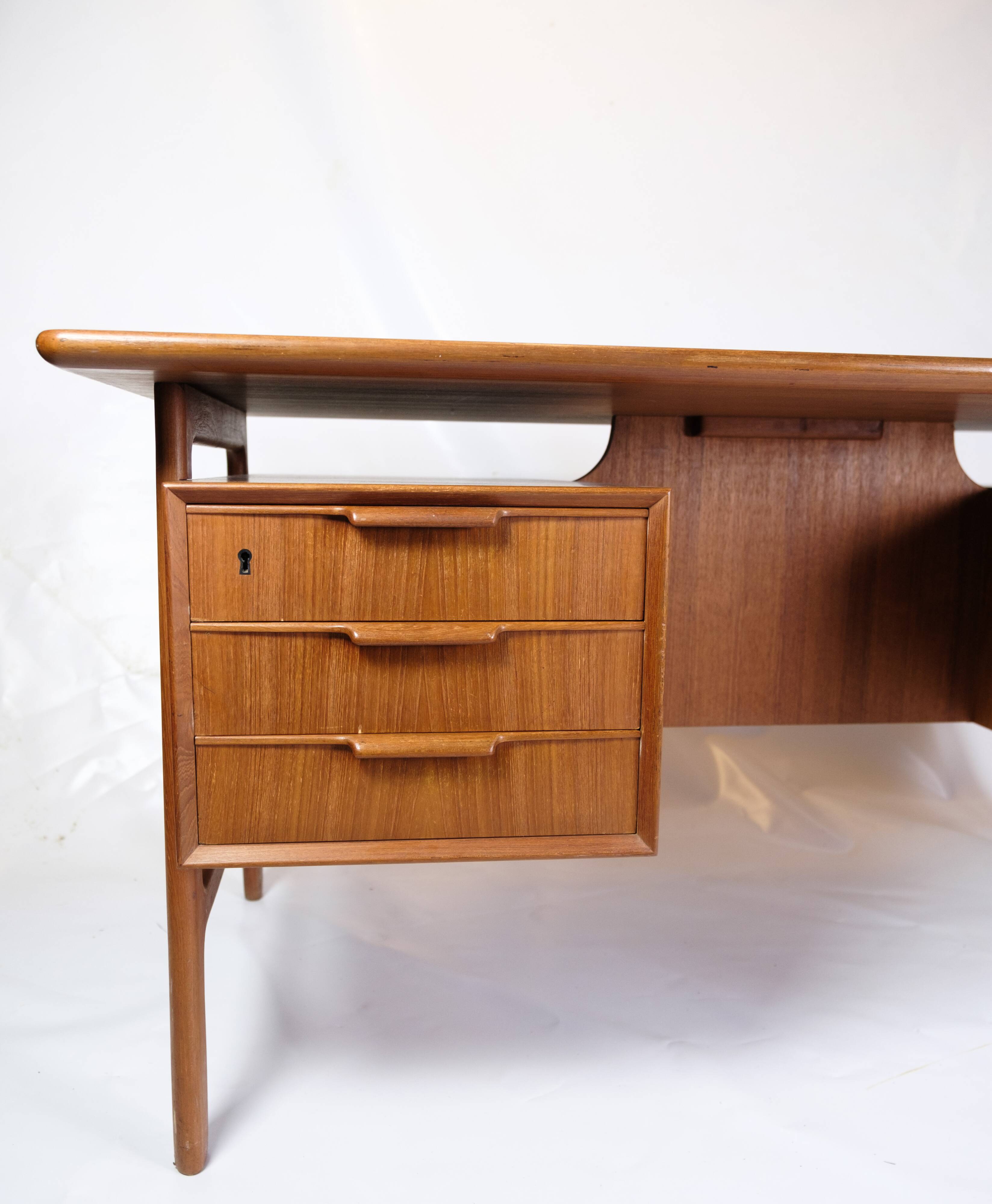 Desk Model 75 Made In Teak By Omann Junior Møbelfabrik From 1960s