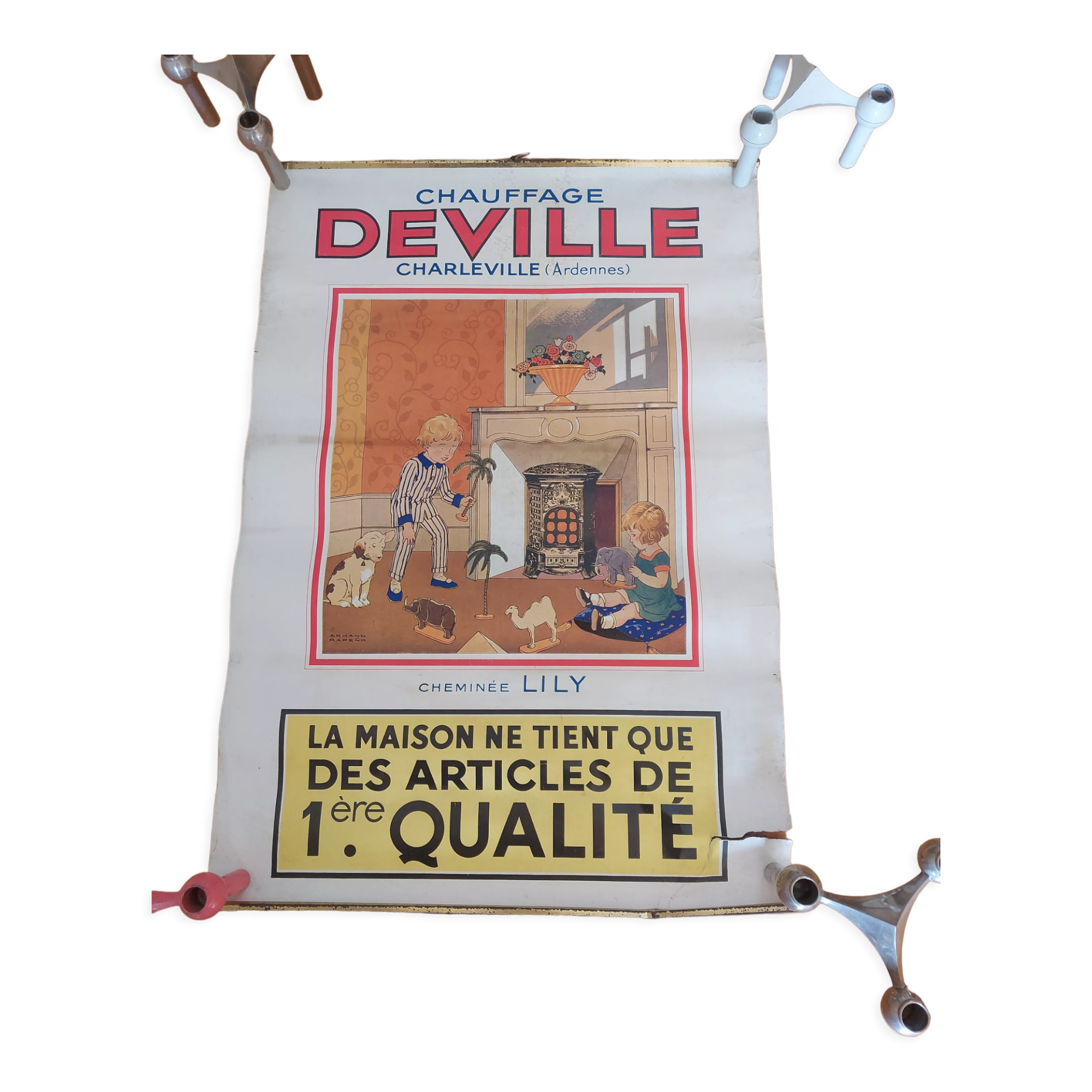 Lithographed poster heating Deville