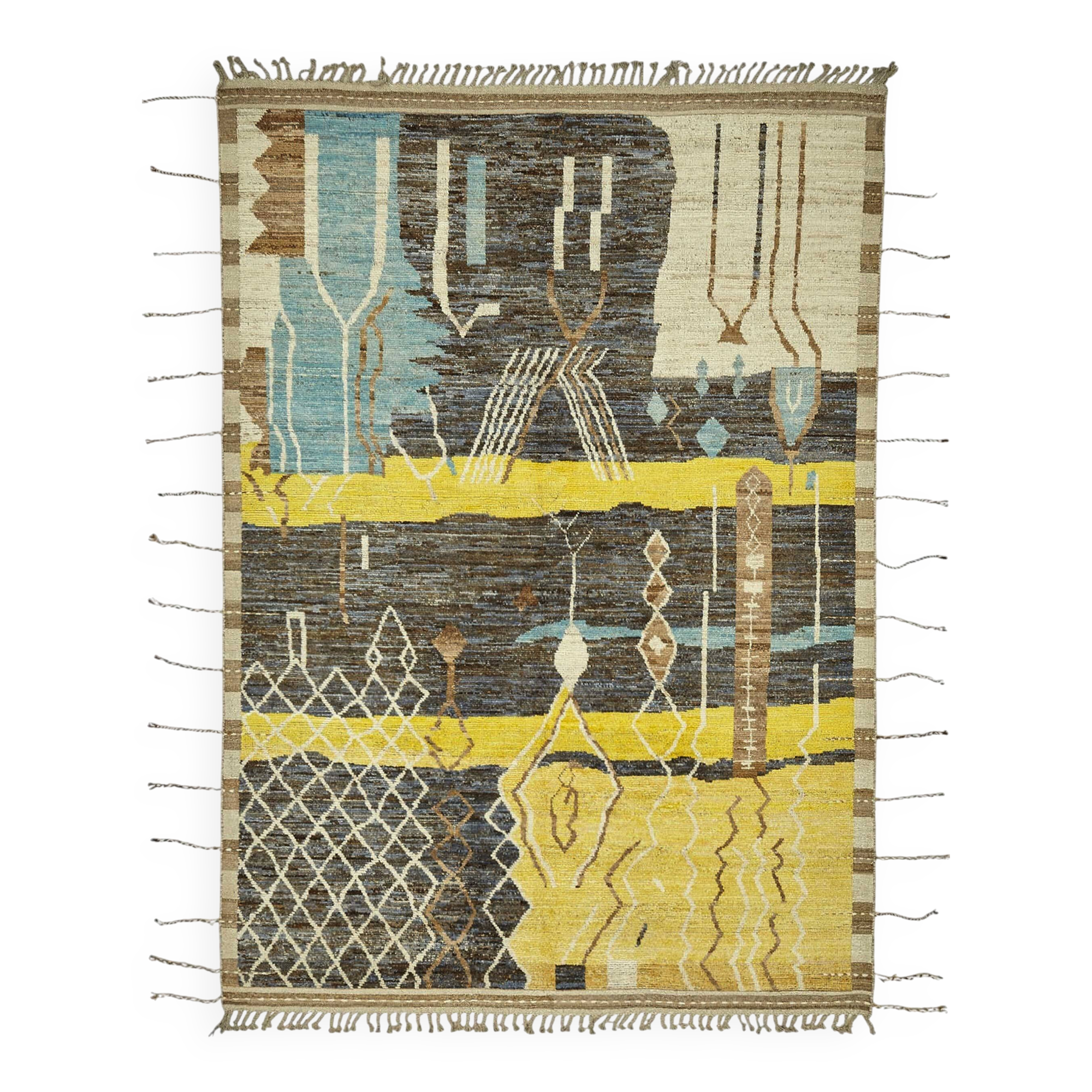 Hand-Knotted Tribal Unique 208 cm x 308 cm Multicolor Wool Carpet