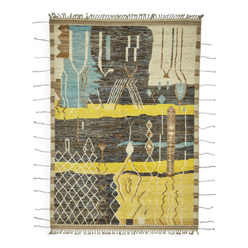 Tapis tribal unique noué à la main en laine multicolore 208 cm x 308 cm