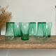 6 vintage emerald glass glasses