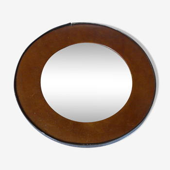 Miroir vintage rond en skai