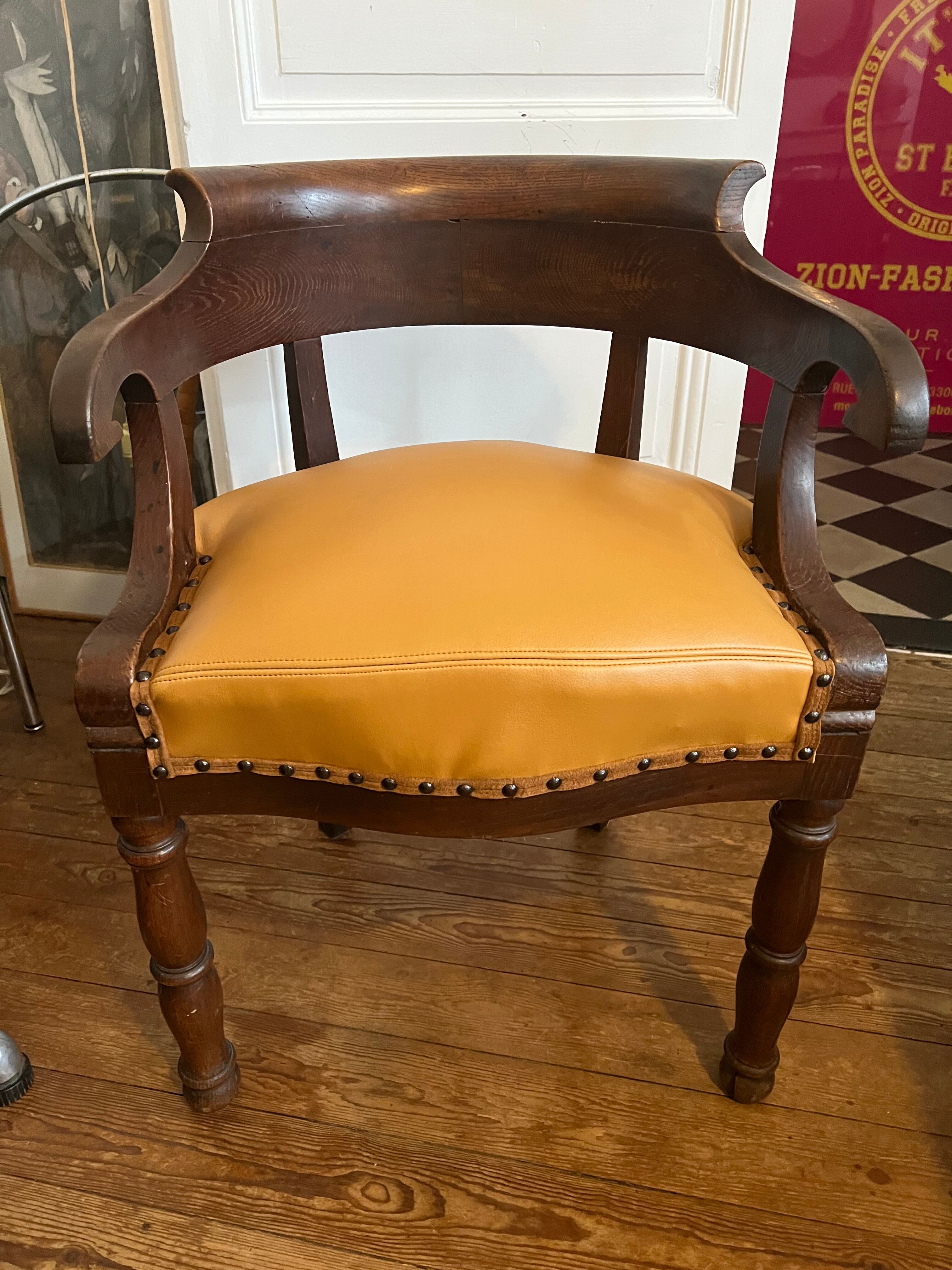 Fauteuil de bureau en chêne XIXeme siècle